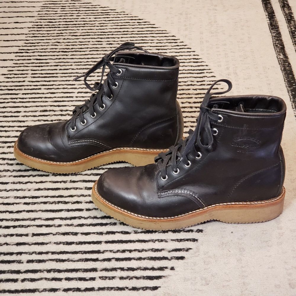 CHIPPEWA Women's Western Boots Vibram Soles Mid Top Black Leather 1901W24